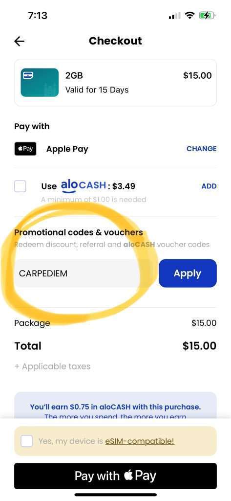 aloSIM discount code CARPEDIEM