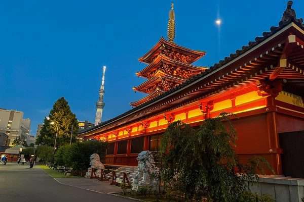 Asakusa at night on tour with Tweens in Tokyo