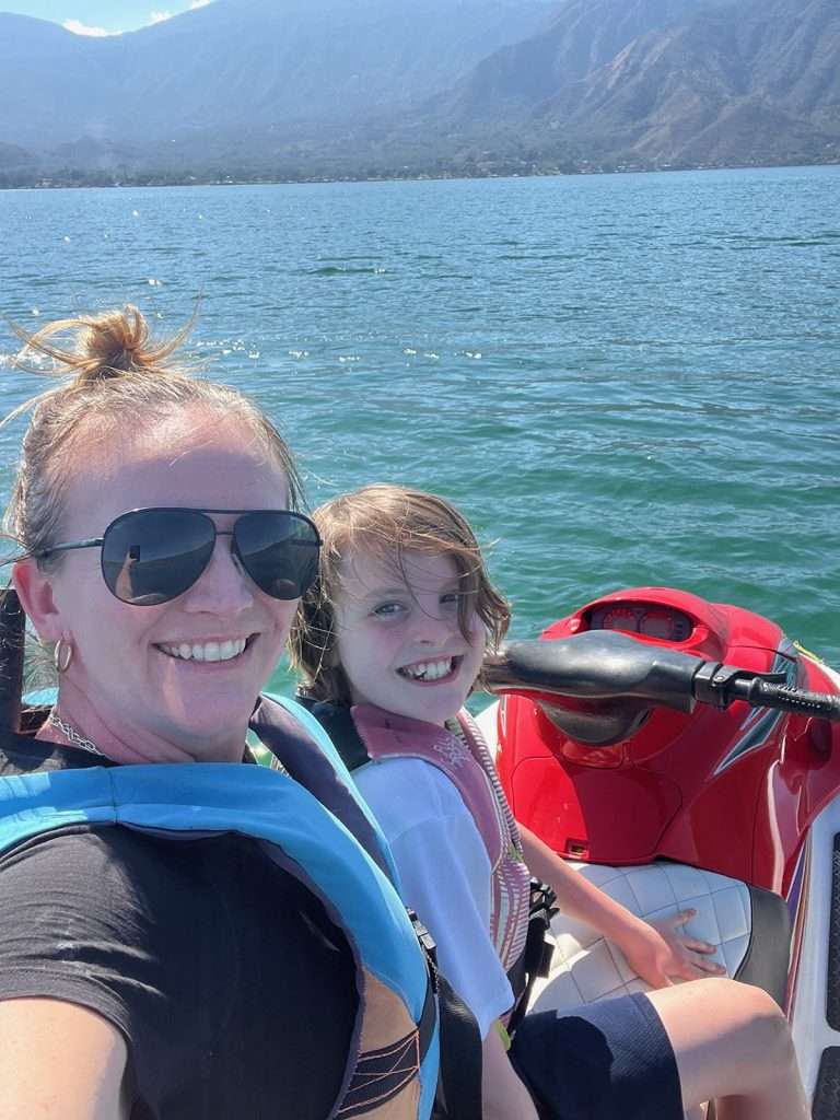 jet skiing on lake Coatepeque