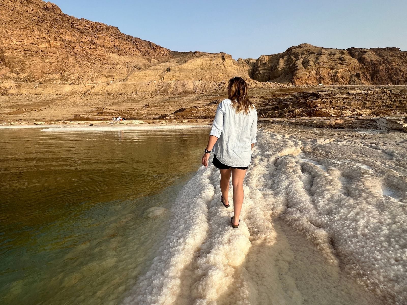 Dead Sea Salt at edge of Dead Sea in Jordan