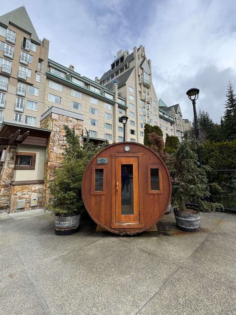 Fairmont Whistler Sauna and Hotel from the pool deck