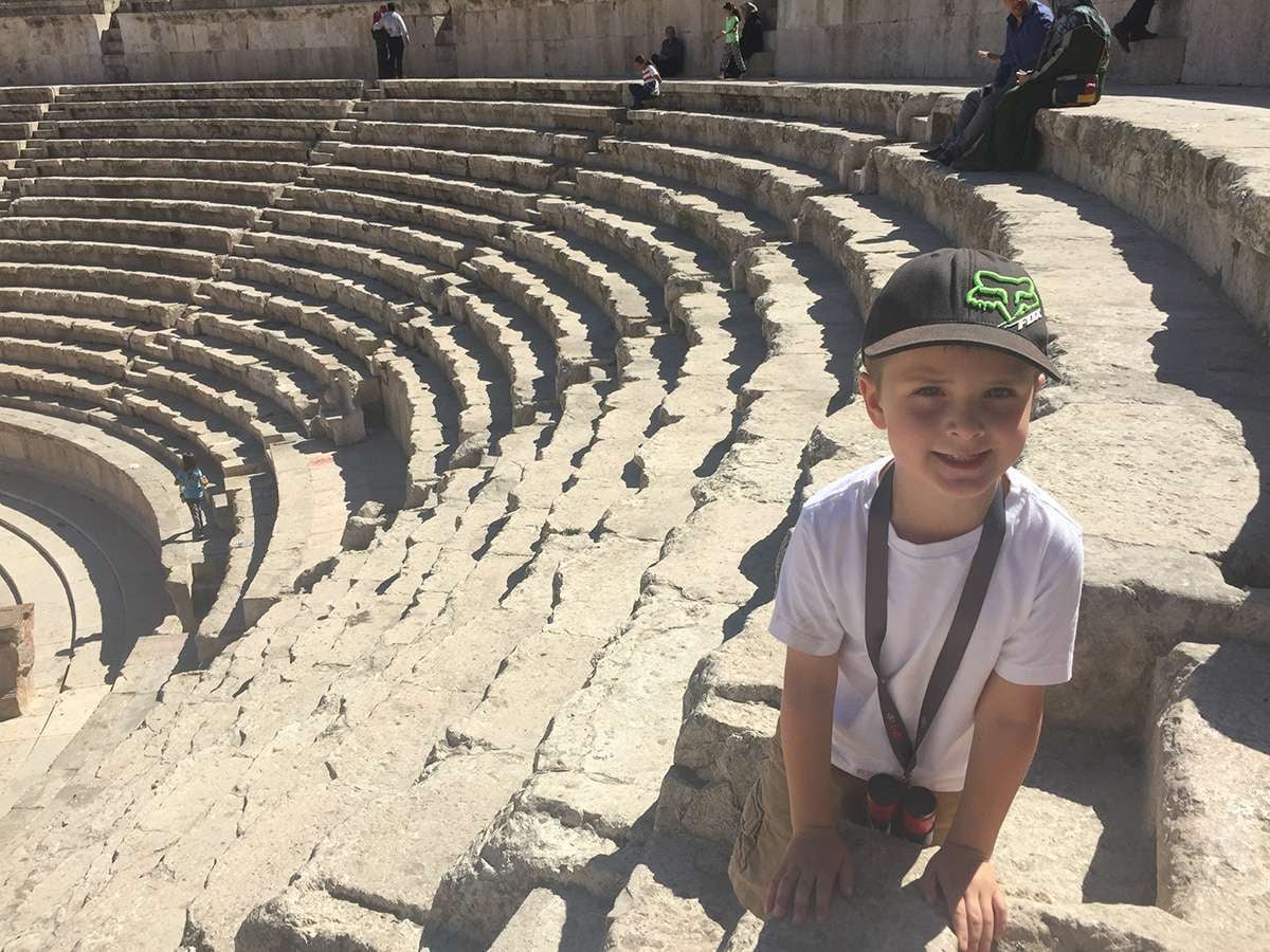 Amman Roman Theatre with 5 year old Mattias
