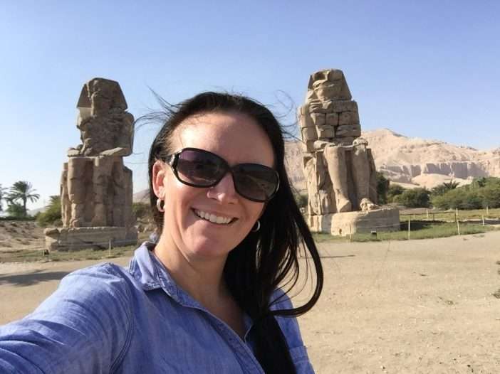 Lindsay in Egypt taking selfies to share on instagram