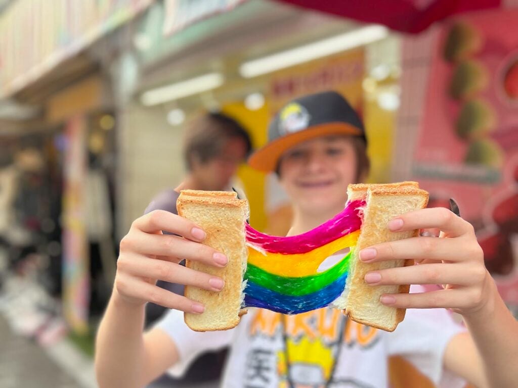 tokyo japan rainbow cheese with kid