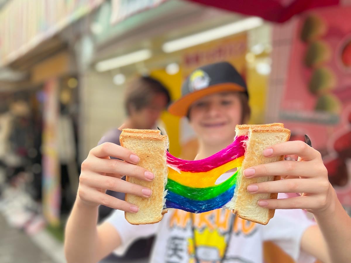 tokyo japan rainbow cheese with kid