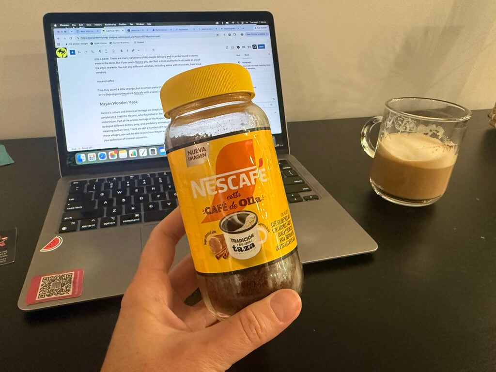 Nescafe de olla mexican souvenir at my desk