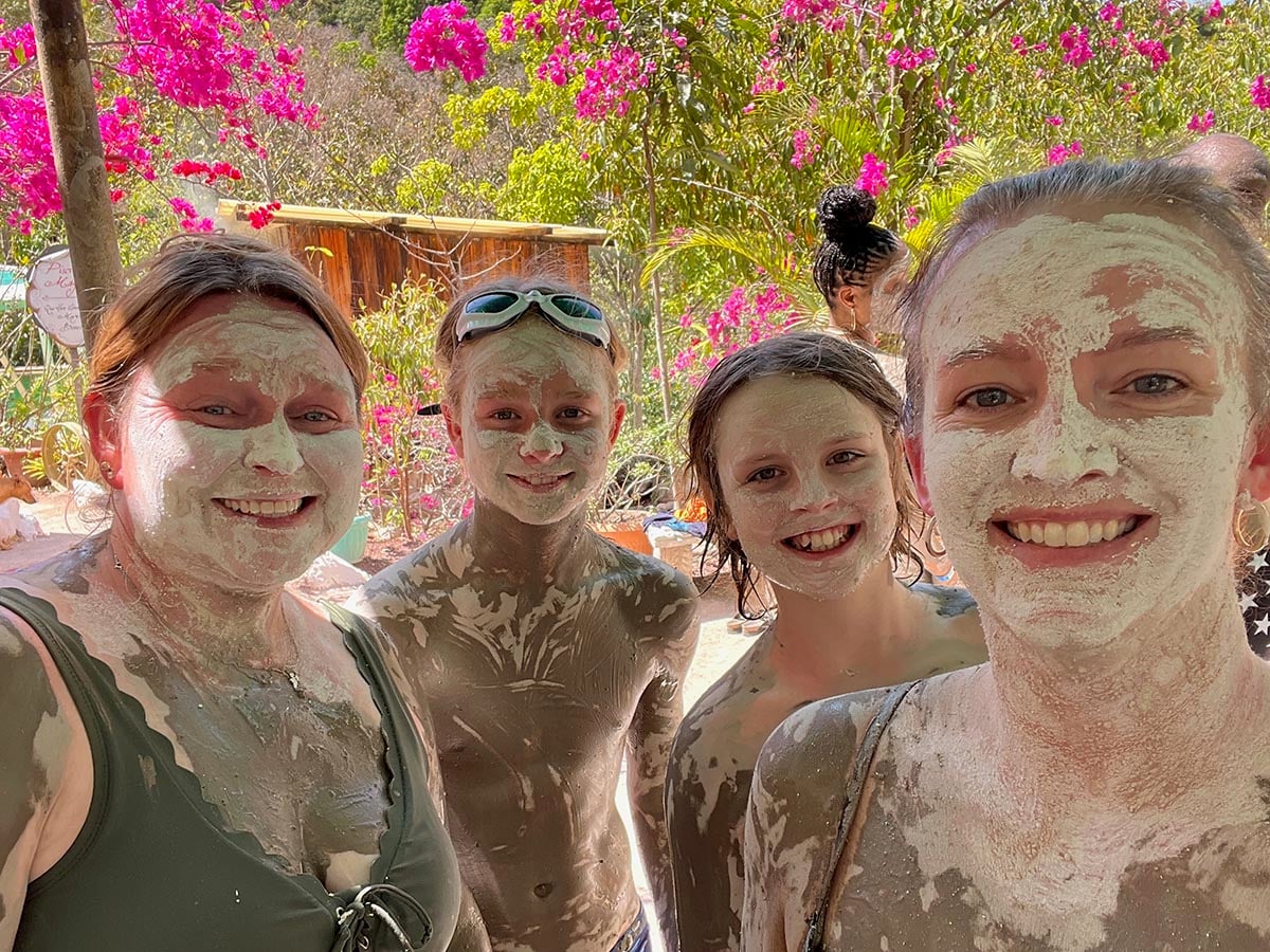 El Salvador with Teens taking a mud treatment