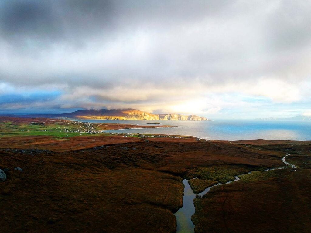 the wild atlantic way coast at sunset