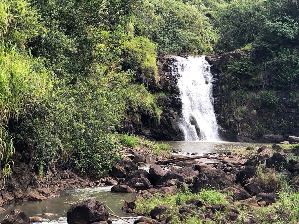 waterfall hiking in Oahu
